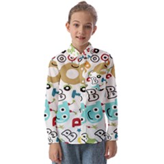 Seamless-pattern-vector-with-funny-robots-cartoon Kids  Long Sleeve Shirt by Salman4z