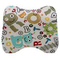 Seamless-pattern-vector-with-funny-robots-cartoon Velour Head Support Cushion by Salman4z