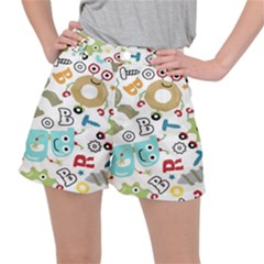 Seamless-pattern-vector-with-funny-robots-cartoon Women s Ripstop Shorts by Salman4z