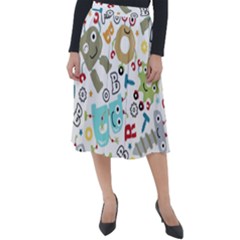 Seamless-pattern-vector-with-funny-robots-cartoon Classic Velour Midi Skirt  by Salman4z