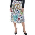 Seamless-pattern-vector-with-funny-robots-cartoon Classic Velour Midi Skirt  View1