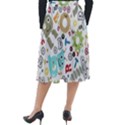 Seamless-pattern-vector-with-funny-robots-cartoon Classic Velour Midi Skirt  View2