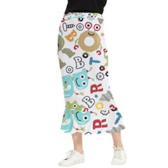 Seamless-pattern-vector-with-funny-robots-cartoon Maxi Fishtail Chiffon Skirt by Salman4z