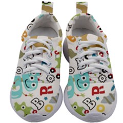 Seamless-pattern-vector-with-funny-robots-cartoon Kids Athletic Shoes by Salman4z