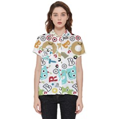 Seamless-pattern-vector-with-funny-robots-cartoon Short Sleeve Pocket Shirt by Salman4z