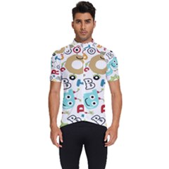 Seamless-pattern-vector-with-funny-robots-cartoon Men s Short Sleeve Cycling Jersey by Salman4z