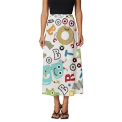 Seamless-pattern-vector-with-funny-robots-cartoon Classic Midi Chiffon Skirt by Salman4z