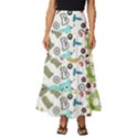 Seamless-pattern-vector-with-funny-robots-cartoon Tiered Ruffle Maxi Skirt View1