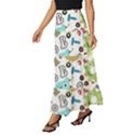 Seamless-pattern-vector-with-funny-robots-cartoon Tiered Ruffle Maxi Skirt View2