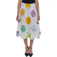 Seamless-pattern-cartoon-space-planets-isolated-white-background Perfect Length Midi Skirt by Salman4z