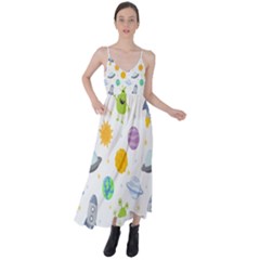 Seamless-pattern-cartoon-space-planets-isolated-white-background Tie Back Maxi Dress by Salman4z