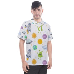 Seamless-pattern-cartoon-space-planets-isolated-white-background Men s Polo Tee by Salman4z