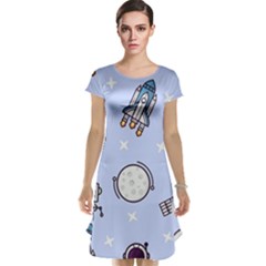 Seamless-pattern-with-space-theme Cap Sleeve Nightdress by Salman4z