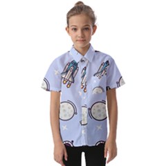 Seamless-pattern-with-space-theme Kids  Short Sleeve Shirt