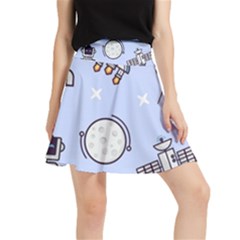 Seamless-pattern-with-space-theme Waistband Skirt by Salman4z