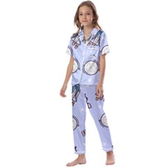 Seamless-pattern-with-space-theme Kids  Satin Short Sleeve Pajamas Set by Salman4z