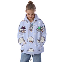 Seamless-pattern-with-space-theme Kids  Oversized Hoodie by Salman4z