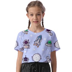 Seamless-pattern-with-space-theme Kids  Basic Tee by Salman4z