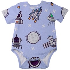 Seamless-pattern-with-space-theme Baby Short Sleeve Bodysuit by Salman4z