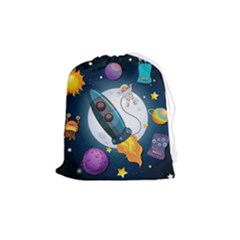 Spaceship-astronaut-space Drawstring Pouch (medium) by Salman4z