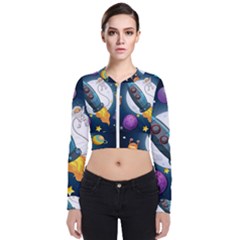 Spaceship-astronaut-space Long Sleeve Zip Up Bomber Jacket by Salman4z