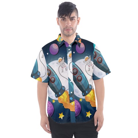 Spaceship-astronaut-space Men s Short Sleeve Shirt by Salman4z