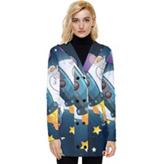 Spaceship-astronaut-space Button Up Hooded Coat  by Salman4z