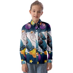 Spaceship-astronaut-space Kids  Long Sleeve Shirt by Salman4z