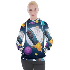 Spaceship-astronaut-space Women s Hooded Pullover by Salman4z