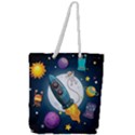 Spaceship-astronaut-space Full Print Rope Handle Tote (Large) View1