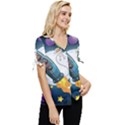 Spaceship-astronaut-space Bow Sleeve Button Up Top View3