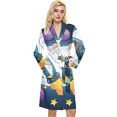 Spaceship-astronaut-space Long Sleeve Velvet Robe by Salman4z