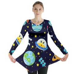 Space-seamless-pattern   - Long Sleeve Tunic  by Salman4z