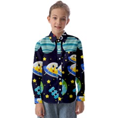 Space-seamless-pattern   - Kids  Long Sleeve Shirt by Salman4z