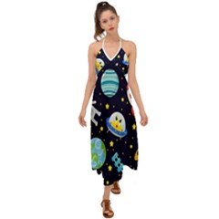 Space-seamless-pattern   - Halter Tie Back Dress  by Salman4z