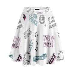 Music-themed-doodle-seamless-background High Waist Skirt by Salman4z