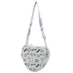 Music-themed-doodle-seamless-background Heart Shoulder Bag by Salman4z