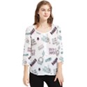 Music-themed-doodle-seamless-background Chiffon Quarter Sleeve Blouse View1