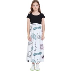 Music-themed-doodle-seamless-background Kids  Flared Maxi Skirt by Salman4z