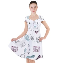 Music-themed-doodle-seamless-background Cap Sleeve Midi Dress by Salman4z