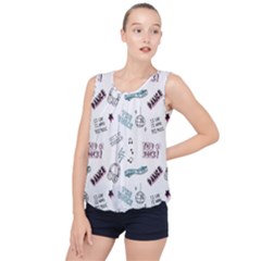 Music-themed-doodle-seamless-background Bubble Hem Chiffon Tank Top by Salman4z