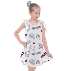 Music-themed-doodle-seamless-background Kids  Tie Up Tunic Dress by Salman4z