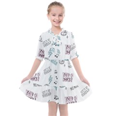 Music-themed-doodle-seamless-background Kids  All Frills Chiffon Dress by Salman4z