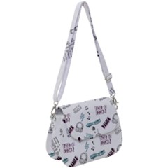 Music-themed-doodle-seamless-background Saddle Handbag by Salman4z