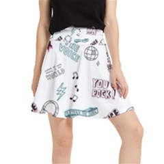 Music-themed-doodle-seamless-background Waistband Skirt by Salman4z