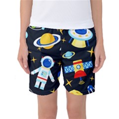 Space Seamless Pattern Women s Basketball Shorts by Salman4z