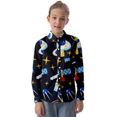 Space Seamless Pattern Kids  Long Sleeve Shirt by Salman4z