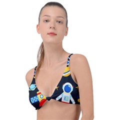 Space Seamless Pattern Knot Up Bikini Top by Salman4z