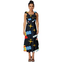 Space Seamless Pattern Tie-strap Tiered Midi Chiffon Dress by Salman4z