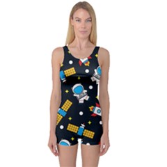 Seamless-adventure-space-vector-pattern-background One Piece Boyleg Swimsuit by Salman4z